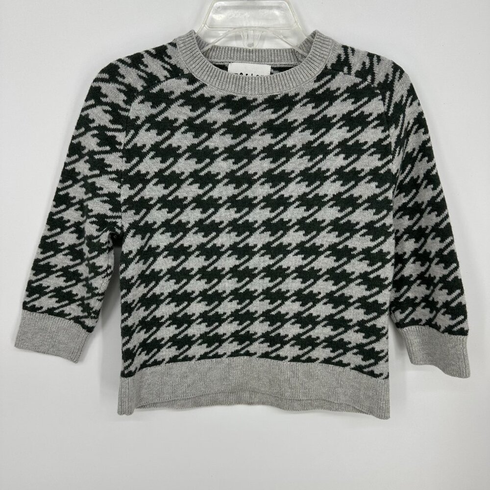 Morley Houndstooth Plaid Tamas Mirage‎ Pullover Sweater 2 Boys Wool Cotton Green